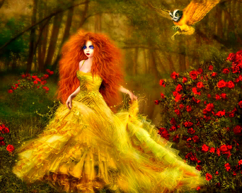 Woman in Yellow Dress — Fantasy, Digital Art