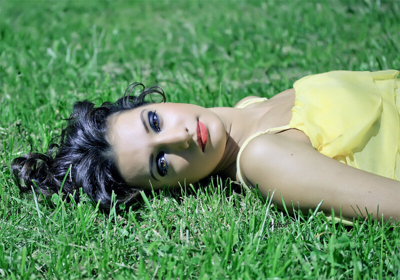Woman in Yellow Dress — Green, Calm