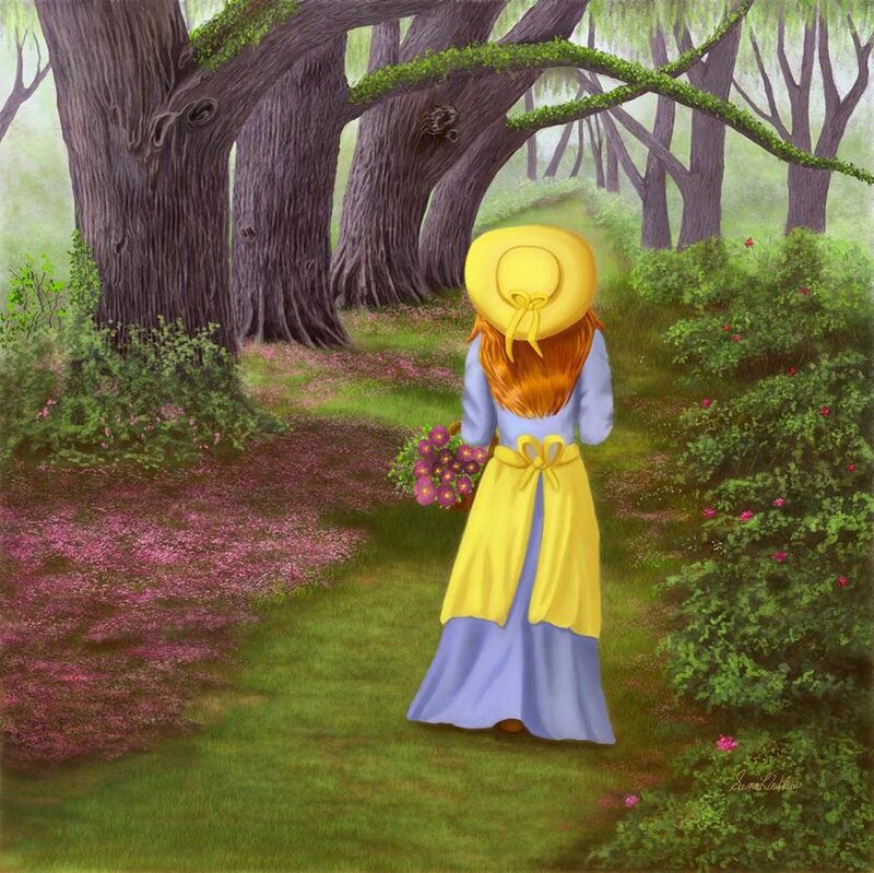 Woman in Yellow Dress — Green, Serene, Spring
