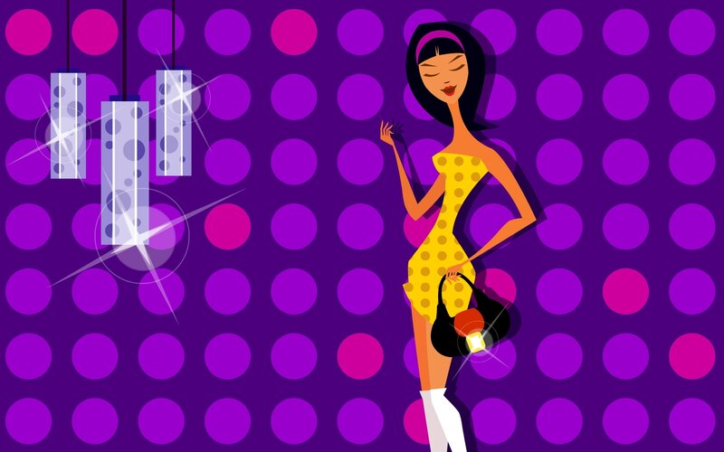 Woman in Yellow Dress — Purple, Stylish