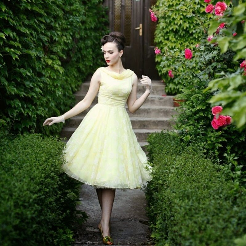 Woman in Yellow Dress — Serene, Afternoon, Photograph, Garden
