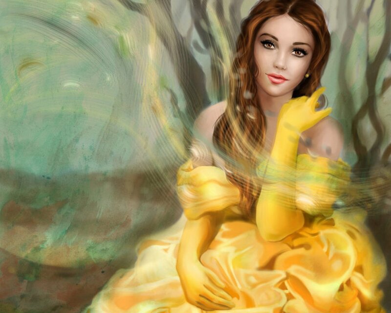 Woman in Yellow Dress — Serene, Digital Art