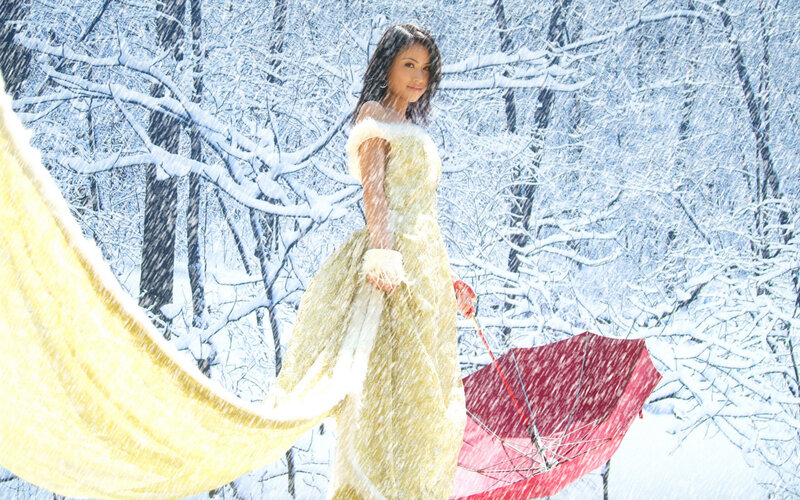 Woman in Yellow Dress — Serene, Winter