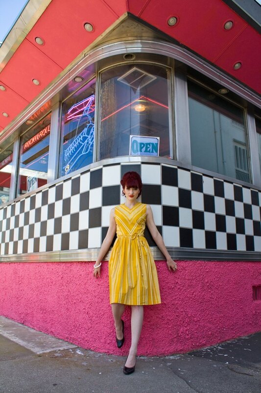 Woman in Yellow Dress — Vibrant, Afternoon