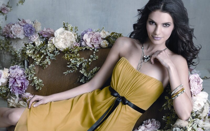 woman in yellow dress with flowers