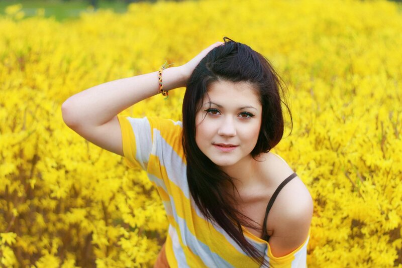 woman in yellow field