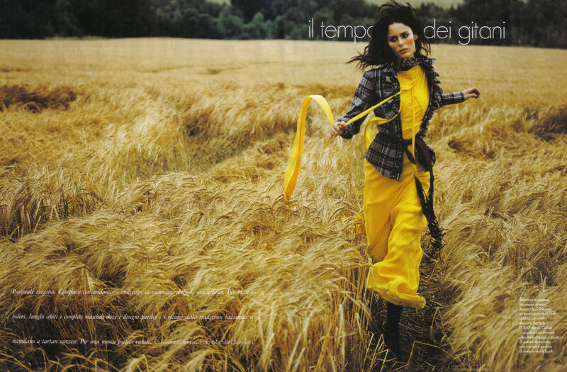 woman in yellow field