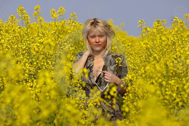 Woman in Yellow Field — Calm