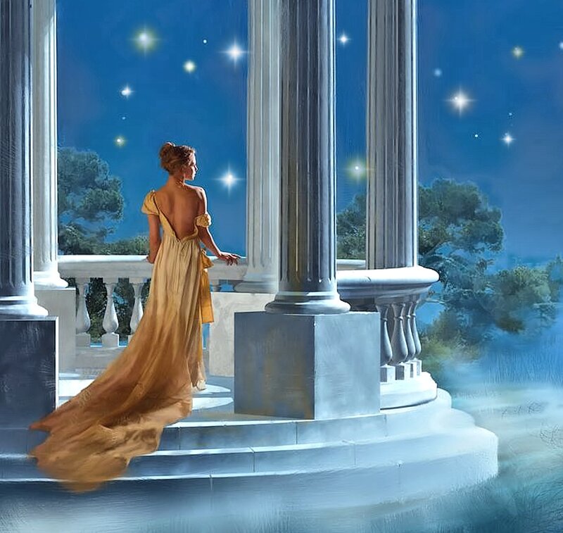 Woman in Yellow Gown — Blue
