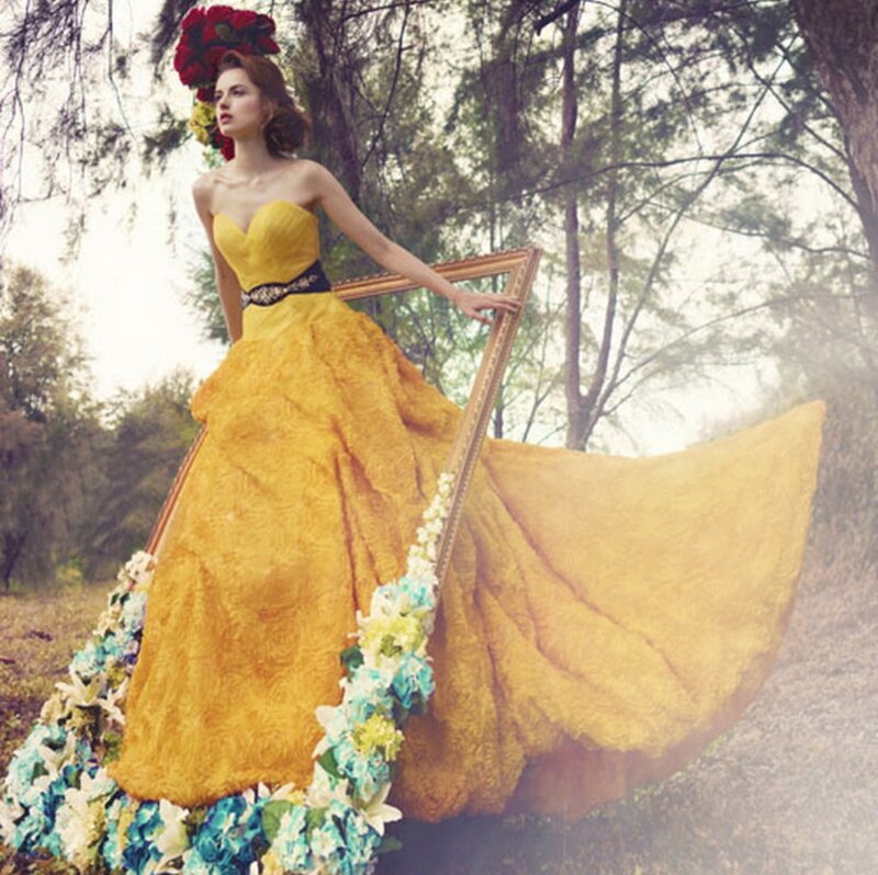 Woman in Yellow Gown — Dramatic, Afternoon
