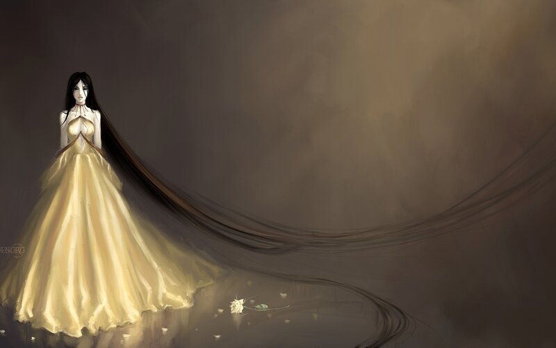 Woman in Yellow Gown — Dramatic, Digital Art