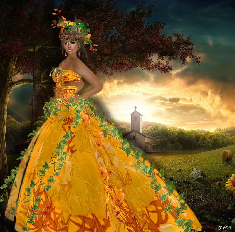 Woman in Yellow Gown — Dramatic