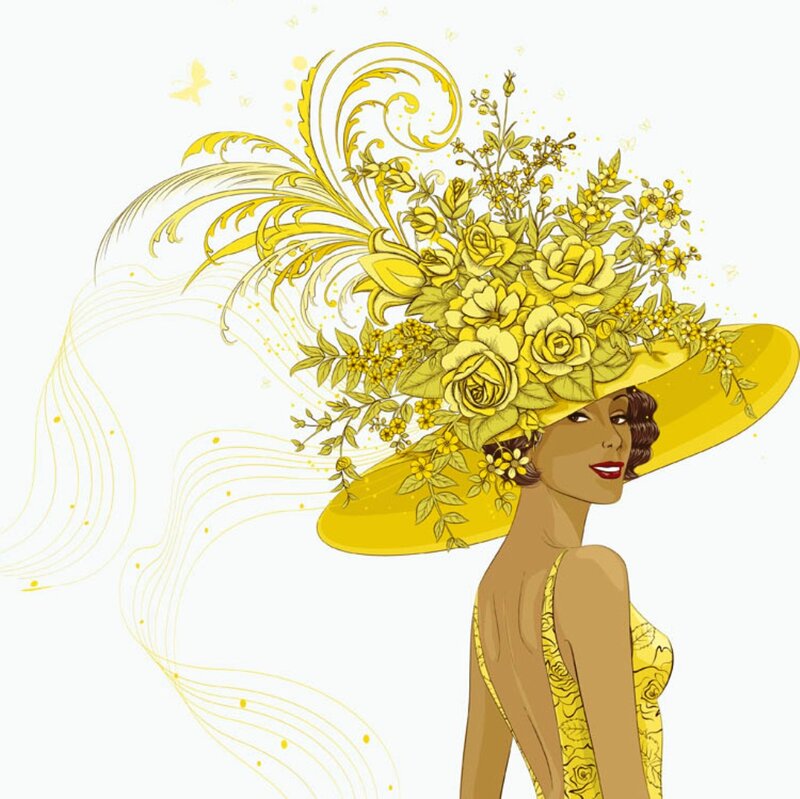 Woman in Yellow Hat — Elegant