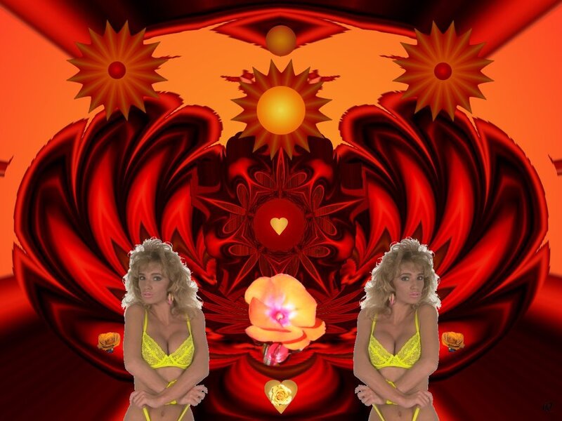 Woman in Yellow Lingerie — Red, Dramatic