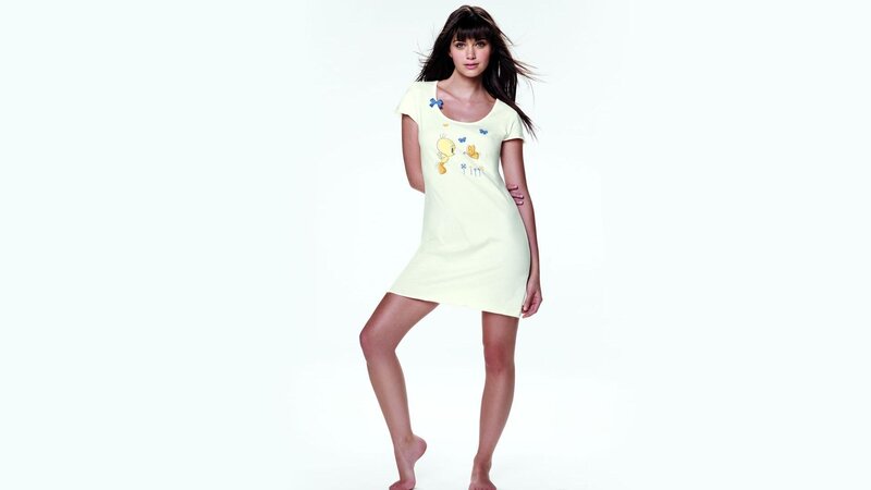 woman in yellow nightgown