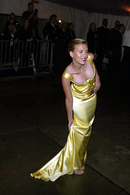 woman in yellow satin gown