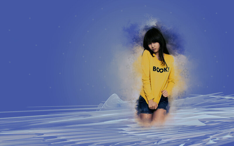 Woman in Yellow Shirt — Blue