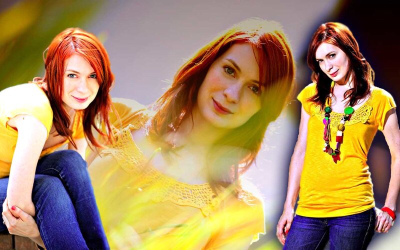 woman in yellow shirt collage