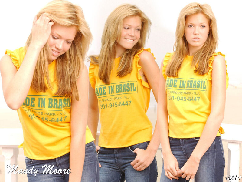 Woman in yellow shirt three poses