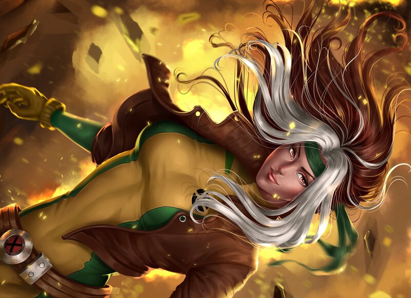 Woman in Yellow Suit — Dramatic, Digital Art, Explosion