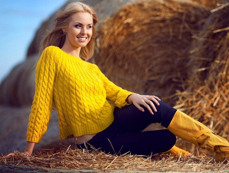 Woman in Yellow Sweater — Relaxed