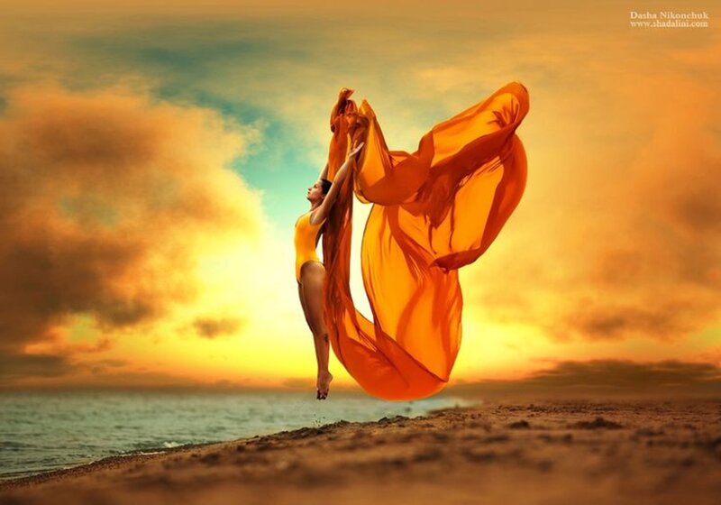 Woman in Yellow Swimsuit — Orange, Dramatic