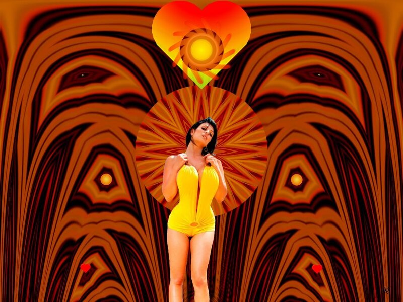 Woman in Yellow Swimsuit — Orange