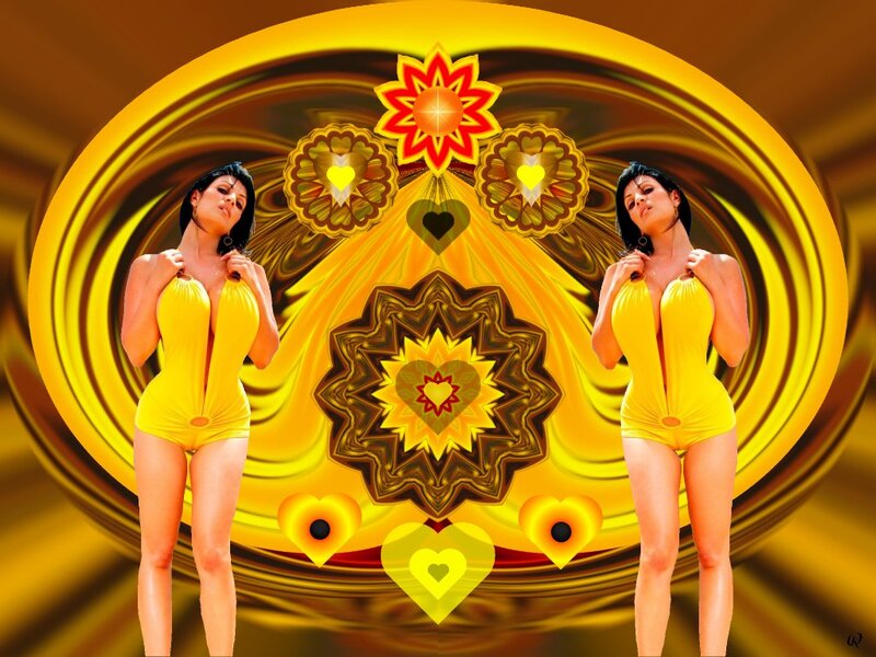 Woman in Yellow Swimsuit — Vibrant, Digital Art