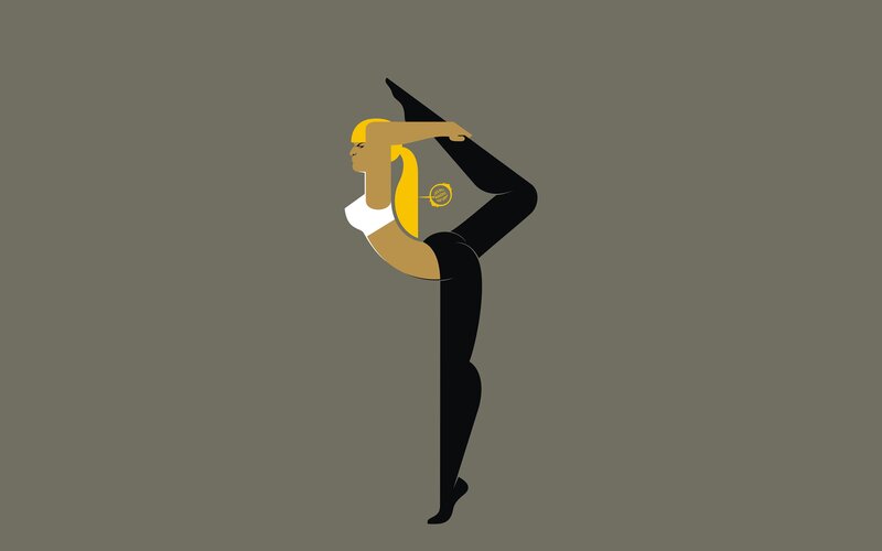 Woman in Yoga Pose — Black, Calm