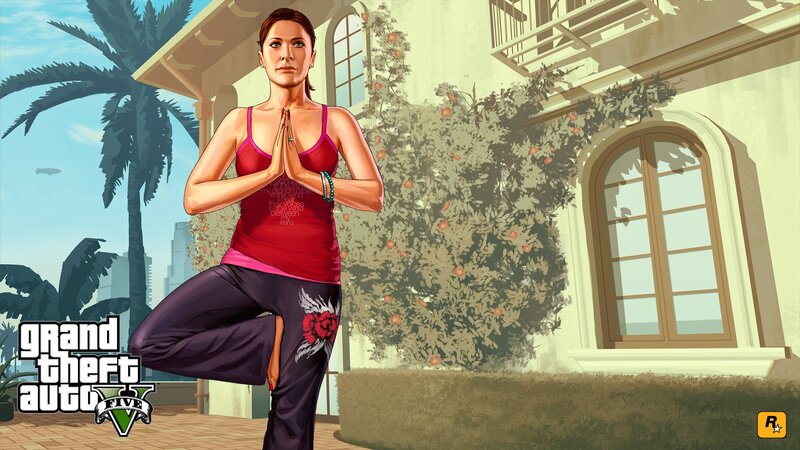 Woman in Yoga Pose — Red, Serene