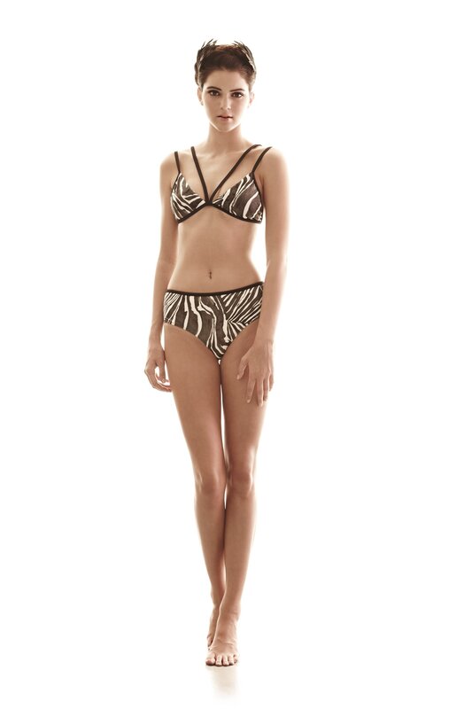 woman in zebra-print bikini