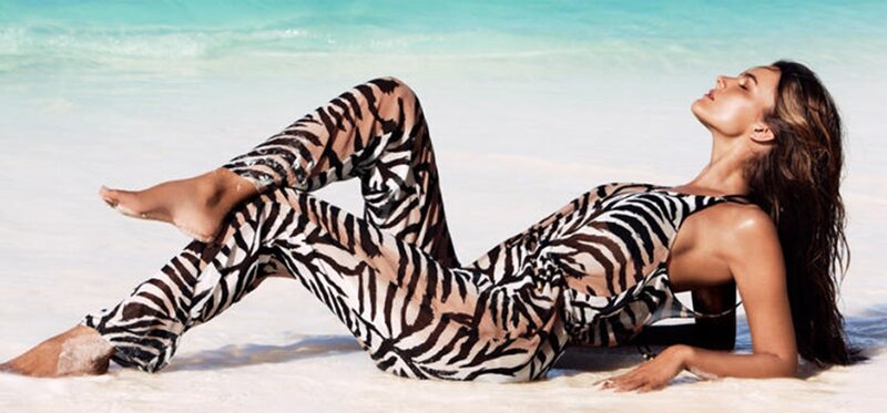 Woman in Zebra-print Outfit — White