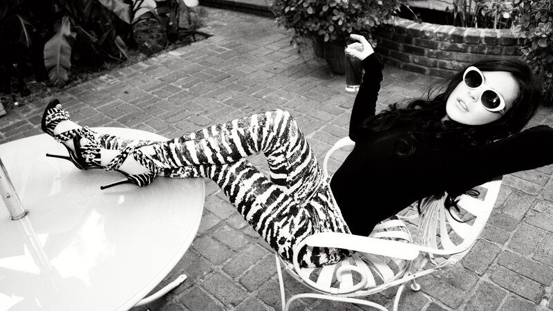 woman in zebra print pants