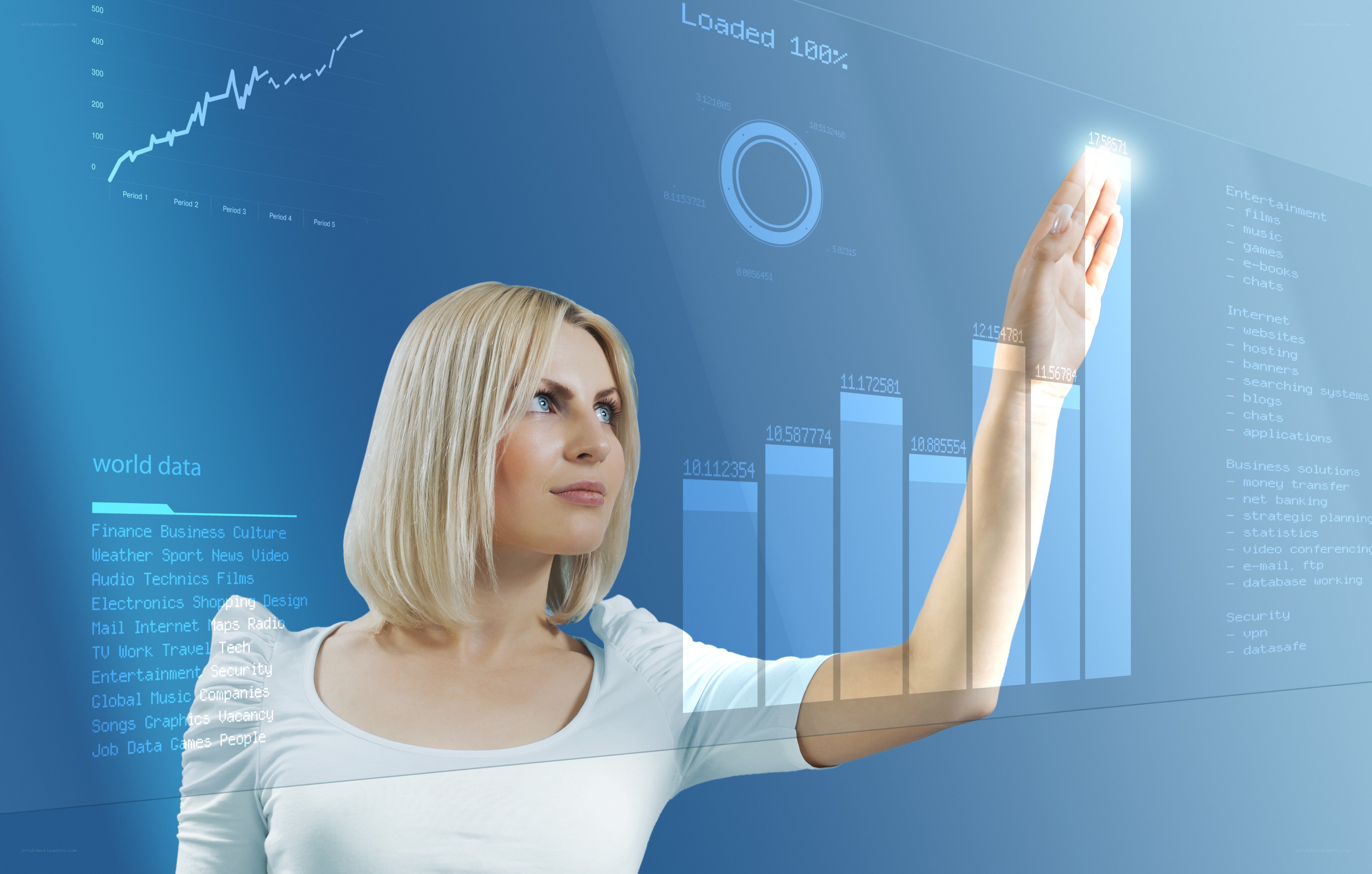 woman interacting with digital data