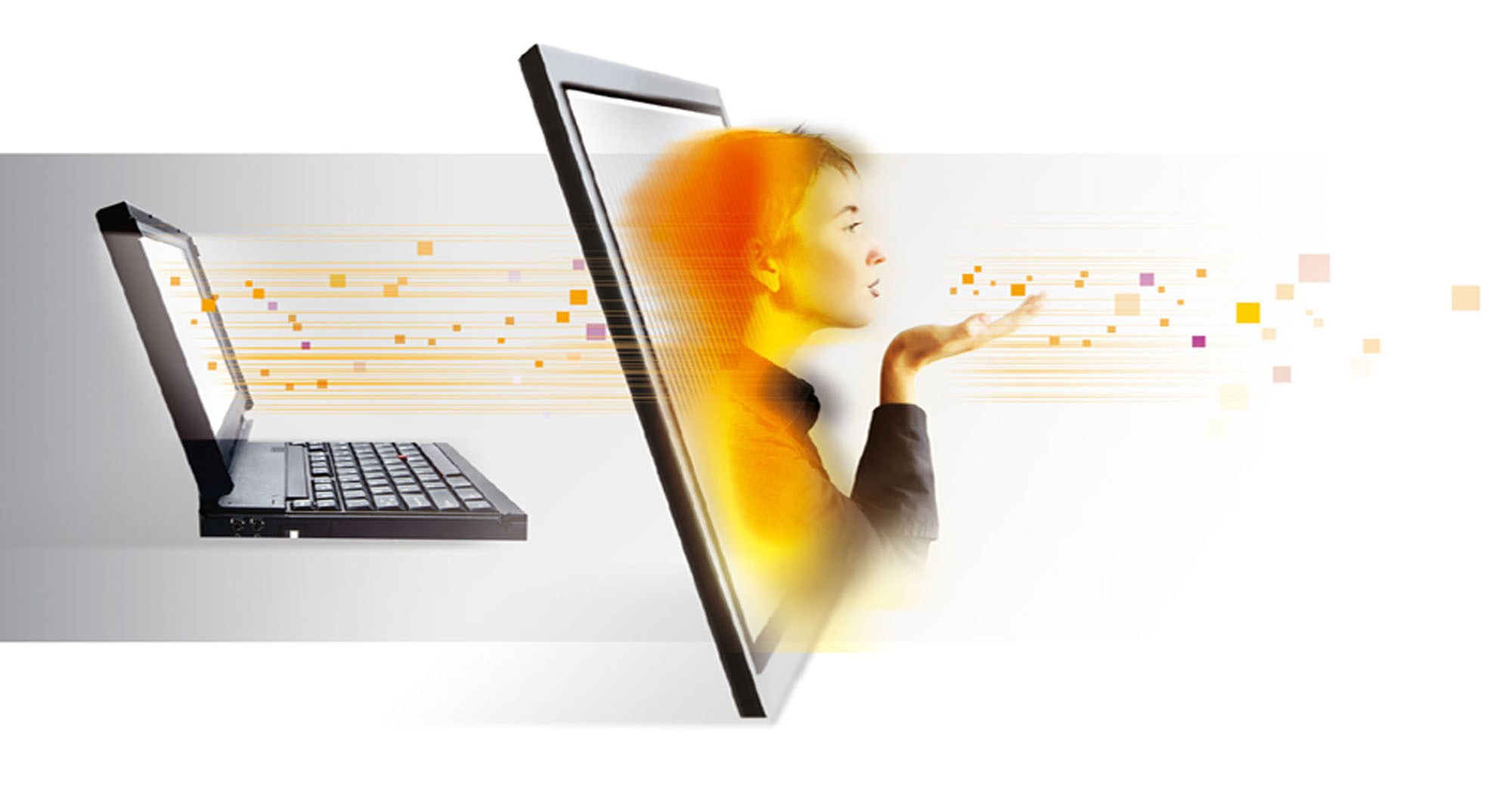 woman interacting with digital data