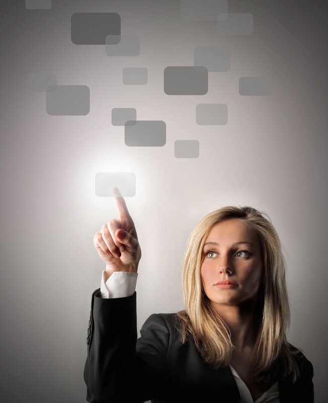 woman interacting with digital interface