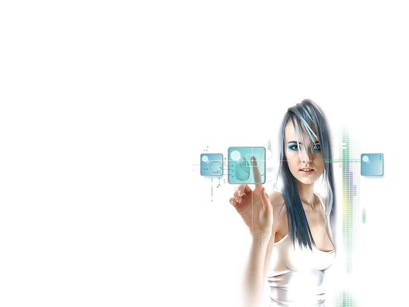 woman interacting with digital interface