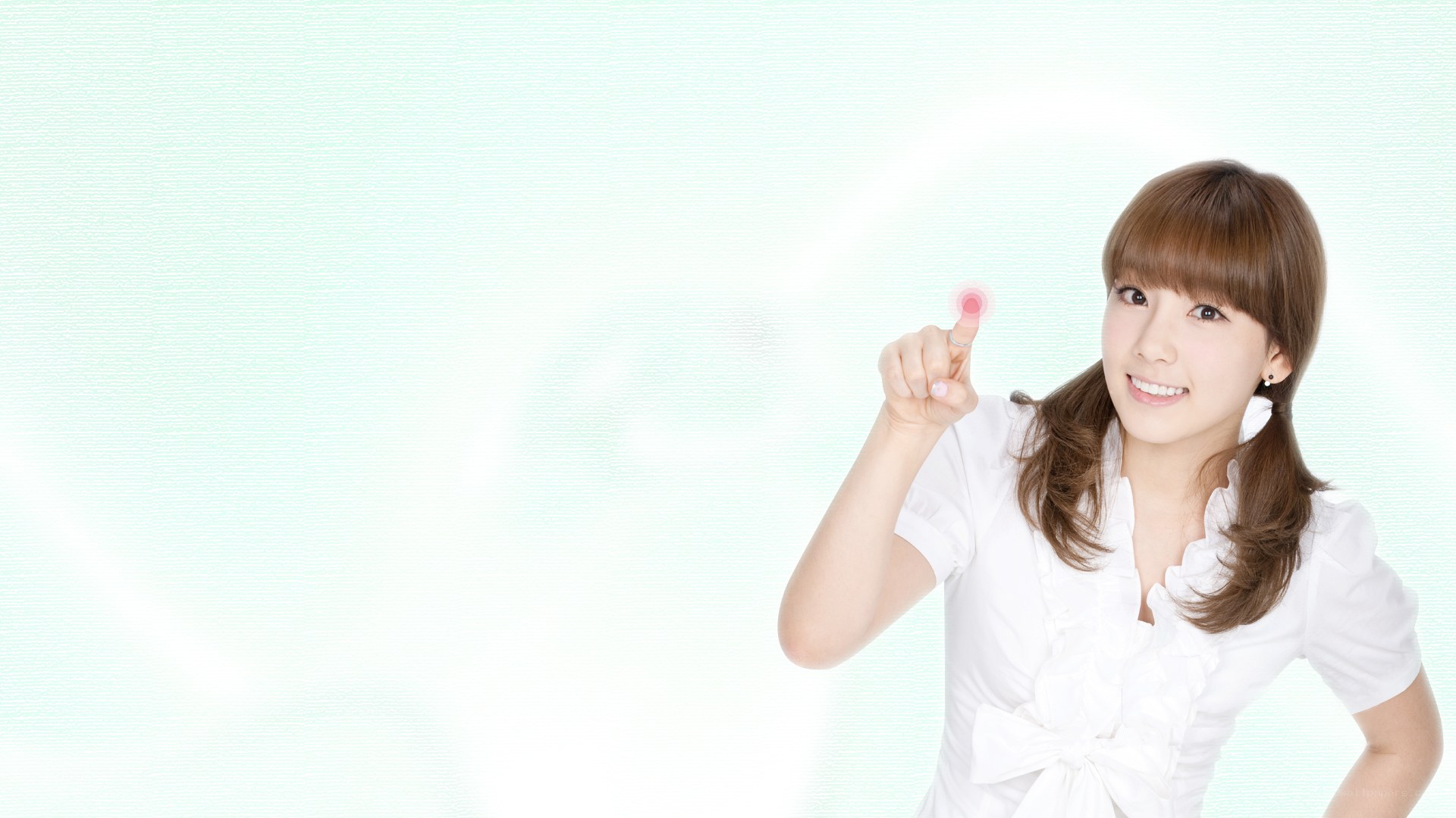 woman interacting with touch screen