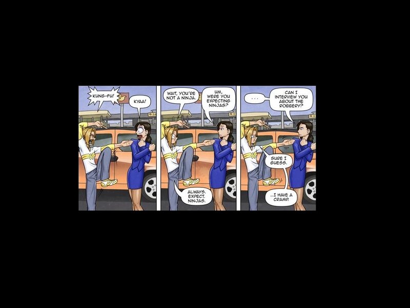 Woman Interviewing Superhero