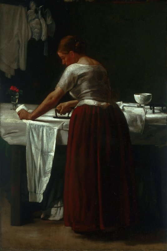 Woman Ironing a Shirt