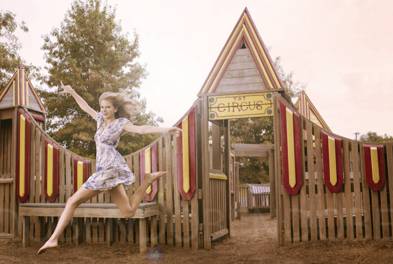 Woman jumping at circus playground