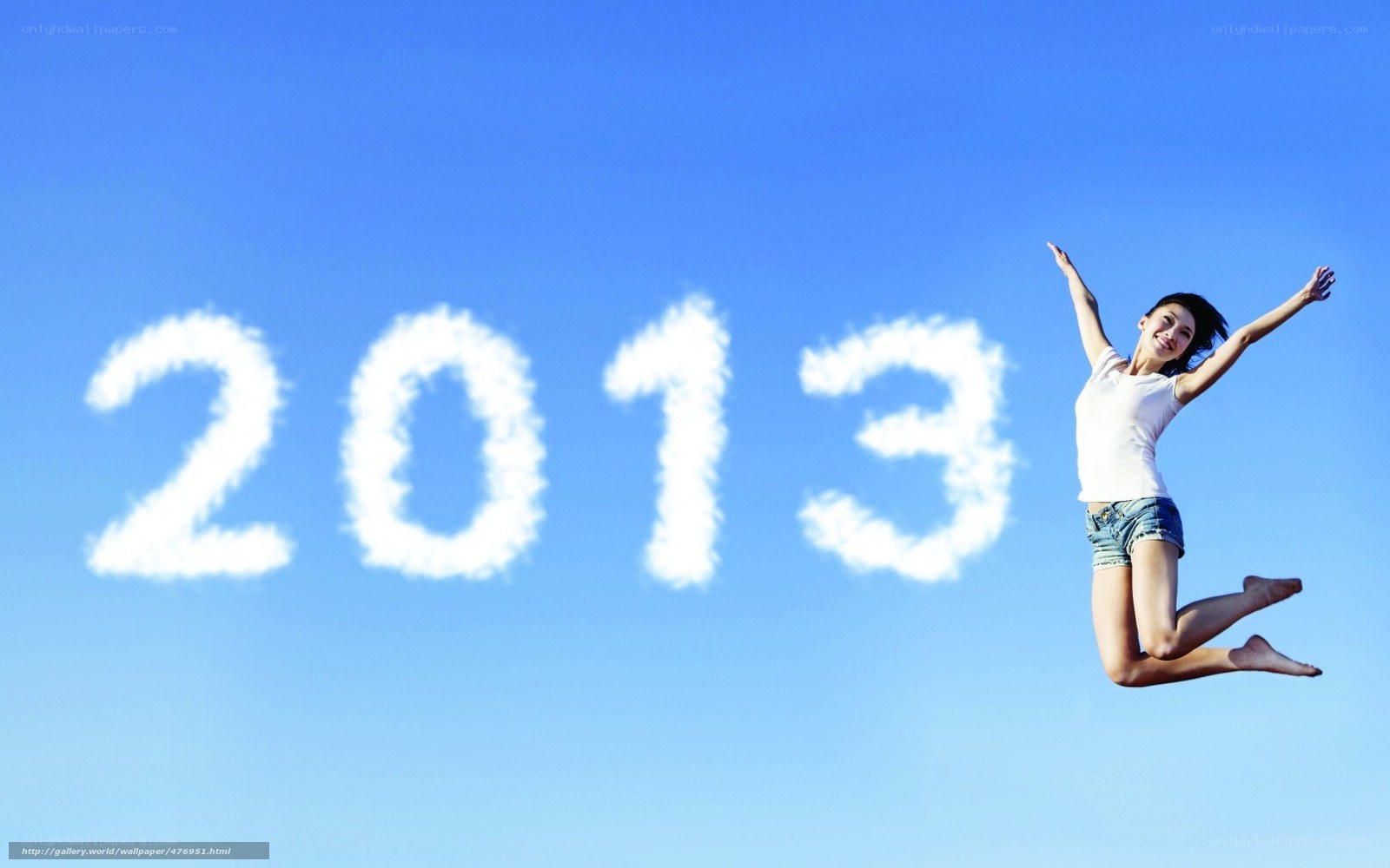 Woman jumping for new year