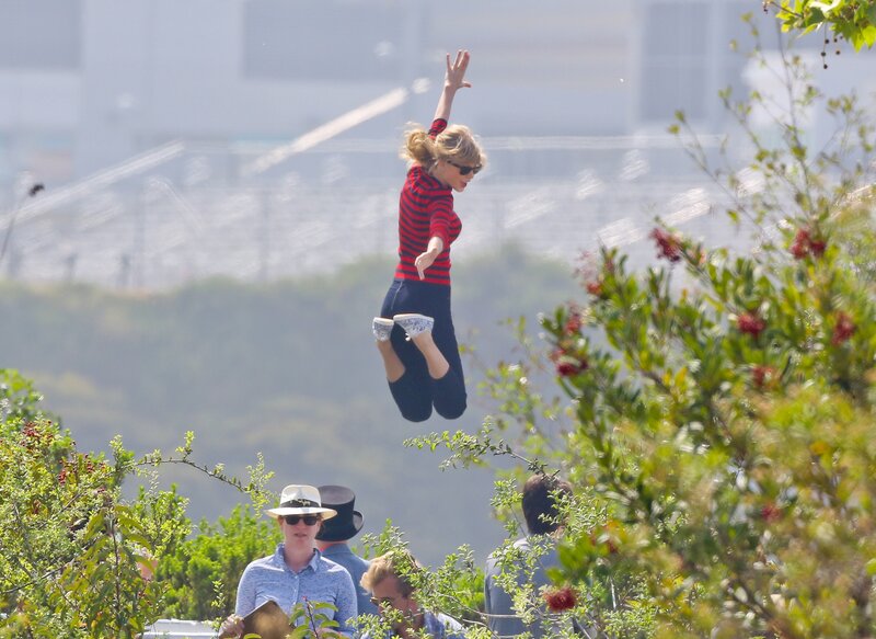 Woman jumping in air