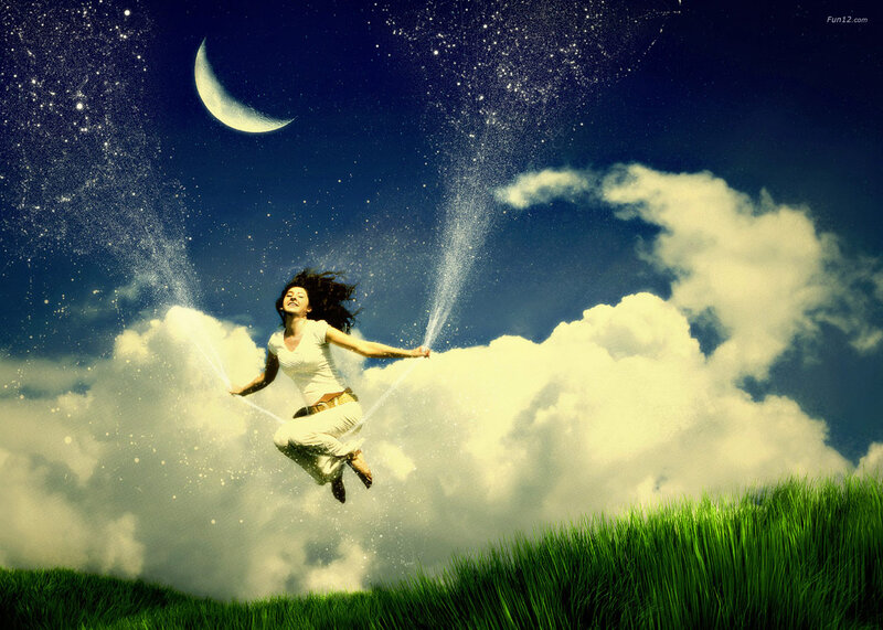 Woman Jumping in Sky