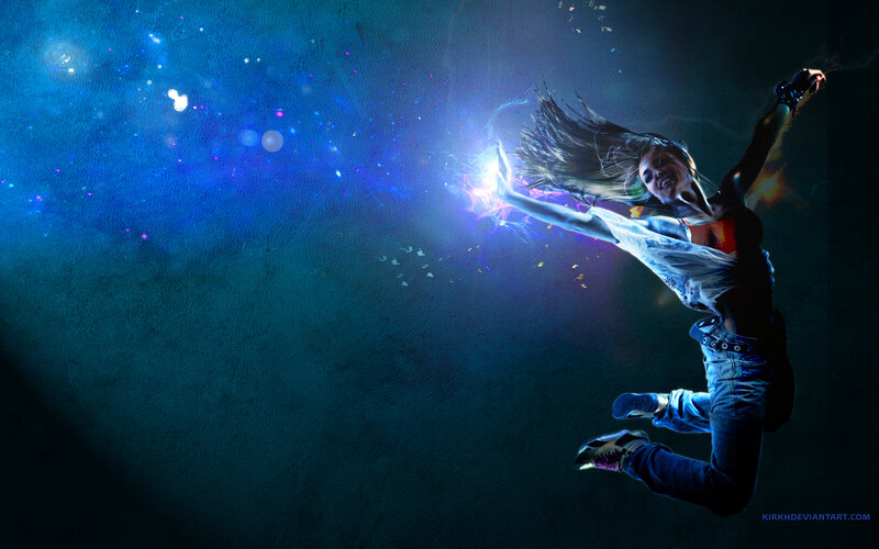 Woman Jumping in Space