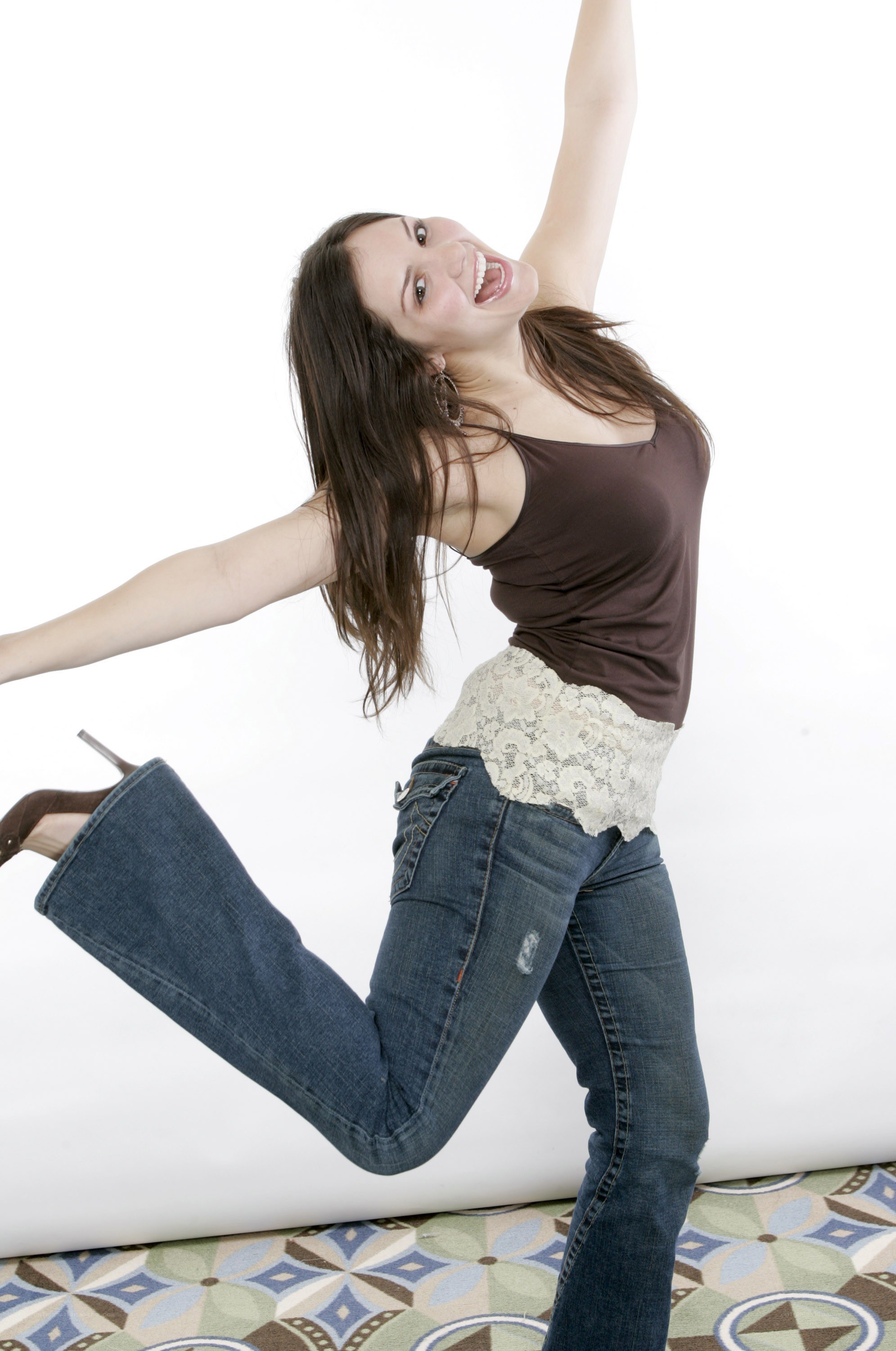 woman jumping joyfully