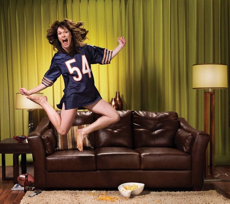 Woman Jumping on Couch