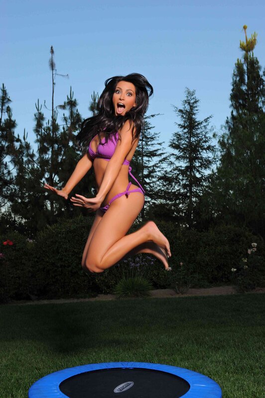 woman jumping on trampoline