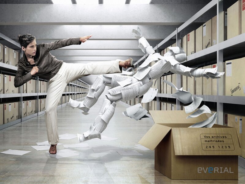 Woman Kicking Papers