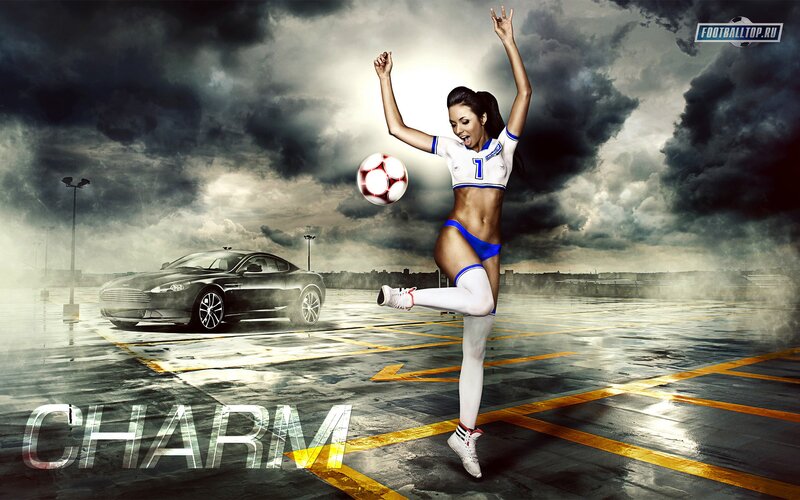 woman kicking soccer ball